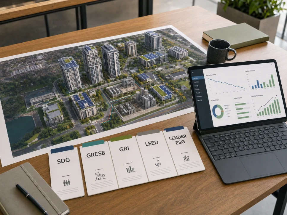 Sustainability / LEED Gold — certified building, solar PV, low-carbon plant, or team