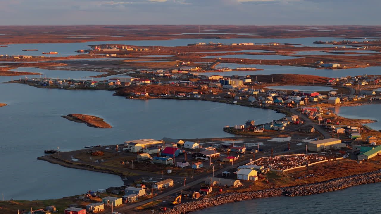 Northern community and territory at golden hour